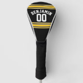 Black and Gold Sports Jersey Custom Name Number Golfheadcover (Voorkant)