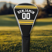Black and Gold Sports Jersey Custom Name Number Golfheadcover