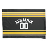 Black and Gold Sports Jersey Custom Name Number Kussensloop (Voorkant)