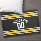 Black and Gold Sports Jersey Custom Name Number Kussensloop