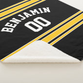 Black and Gold Sports Jersey Custom Name Number Sherpa Deken (3/4)