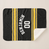 Black and Gold Sports Jersey Custom Name Number Sherpa Deken (Voorkant (horizontaal))