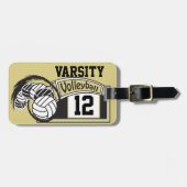 Black and Gold Sporty Volleyball 🏐 Bagagelabel (Voorkant horizontaal)