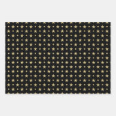 Black and Gold Spots ZigZag Stars Pattern Inpakpapier Vel (Voorkant 3)