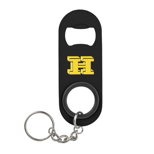 Black and Gold Stainless Keychain Bottle Opener Mini Flessenopener (Voorkant)