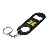 Black and Gold Stainless Keychain Bottle Opener Mini Flessenopener (Voorkant Gekanteld)
