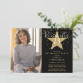 Black and Gold Stars Foto Pensioenfeest Kaart (Staand voorkant)