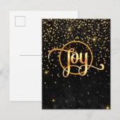 Black and Gold Stars JOY Aankondigingskaart (Voorkant / Achterkant)
