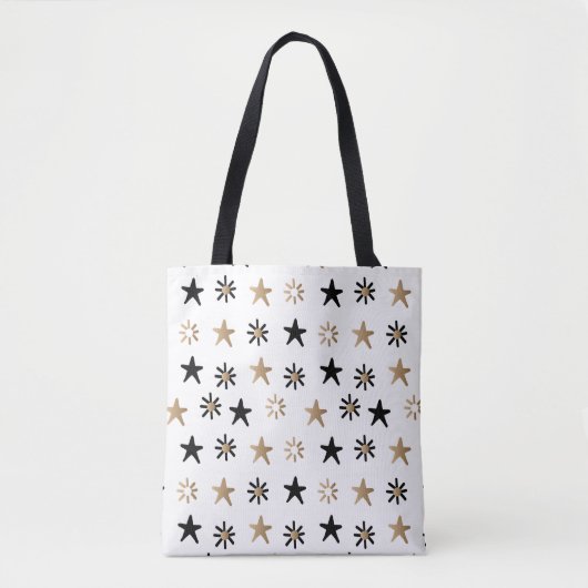 Black and Gold Stars Modern Trendy Boho Canvas tas (Voorkant)