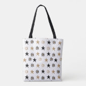 Black and Gold Stars Modern Trendy Boho Canvas tas (Achterkant)