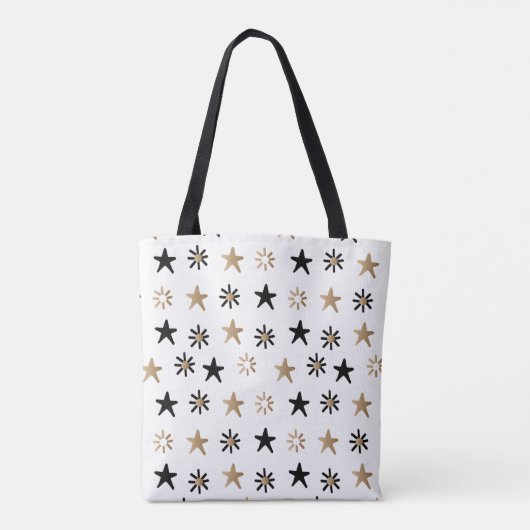 Black and Gold Stars Modern Trendy Boho Canvas tas (Achterkant)