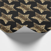 Black and Gold Stars Pattern Black Kerstchic Cadeaupapier (Hoek)