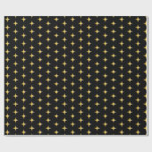 Black and Gold Stars Pattern Vakantie Cadeaupapier (Vlak)