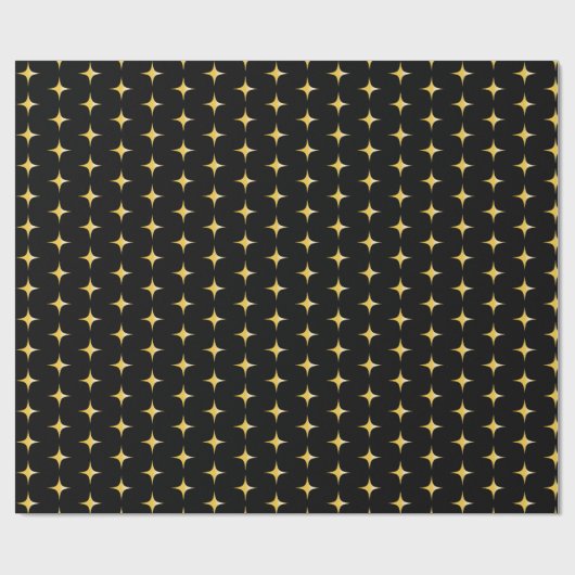 Black and Gold Stars Pattern Vakantie Cadeaupapier (Vlak)