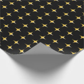 Black and Gold Stars Pattern Vakantie Cadeaupapier (Hoek)