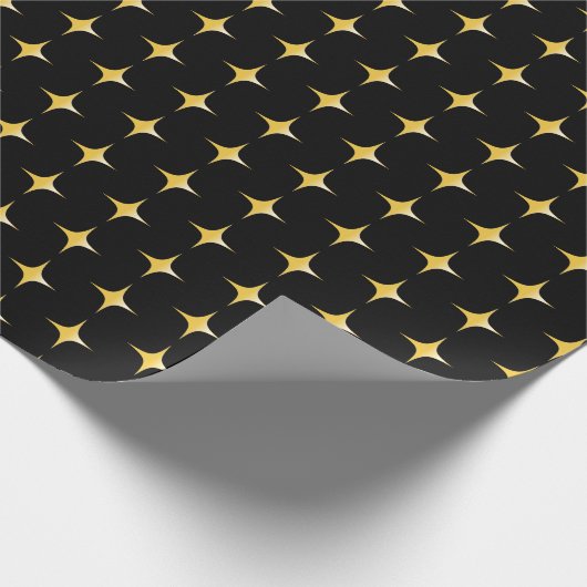 Black and Gold Stars Pattern Vakantie Cadeaupapier (Hoek)
