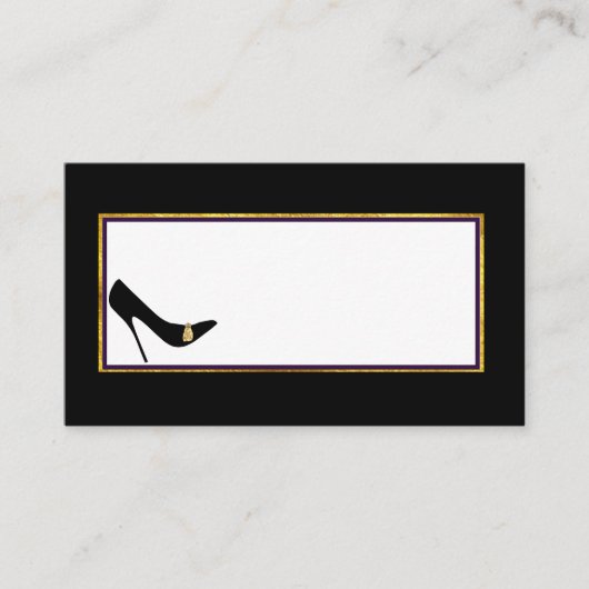 Black and Gold Stiletto Wedding Place Card Plaatskaartje (Voorkant)