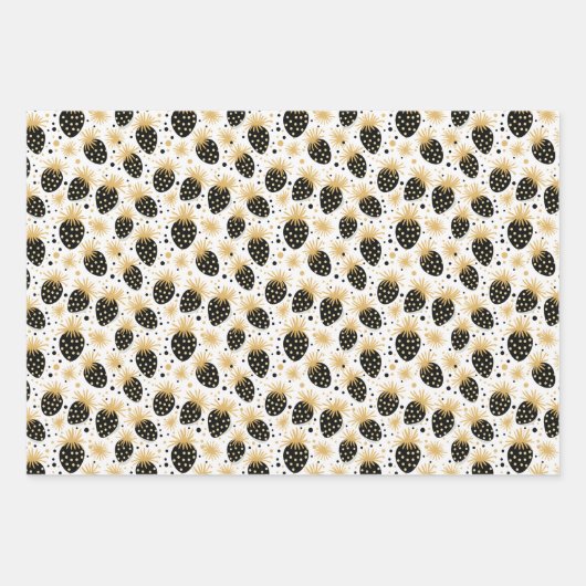 Black and Gold Strawberry Pattern Inpakpapier Vel (Voorkant 3)