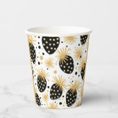 Black and Gold Strawberry Pattern Papieren Bekers (Voorkant)