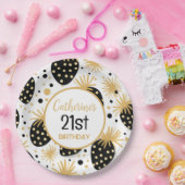 Black and Gold Strawberry Pattern Papieren Bordje (Feest)