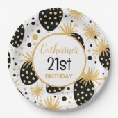 Black and Gold Strawberry Pattern Papieren Bordje (Voorkant)