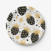 Black and Gold Strawberry Pattern Papieren Bordje (Voorkant)