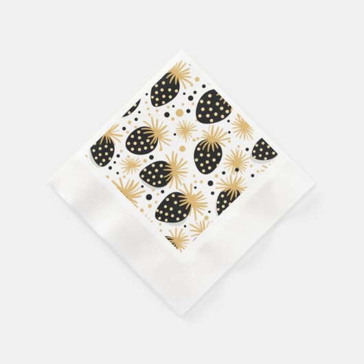 Black and Gold Strawberry Pattern Servet (Hoek)