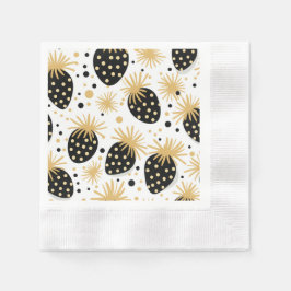 Black and Gold Strawberry Pattern Servet