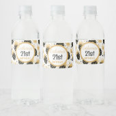 Black and Gold Strawberry Pattern Waterfles Etiket (Flessen)