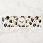 Black and Gold Strawberry Pattern Waterfles Etiket (Enkel label)