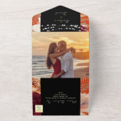 Black and Gold String Lights Wedding All In One Uitnodiging (Buitenkant)