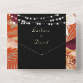 Black and Gold String Lights Wedding All In One Uitnodiging (Achterkant)