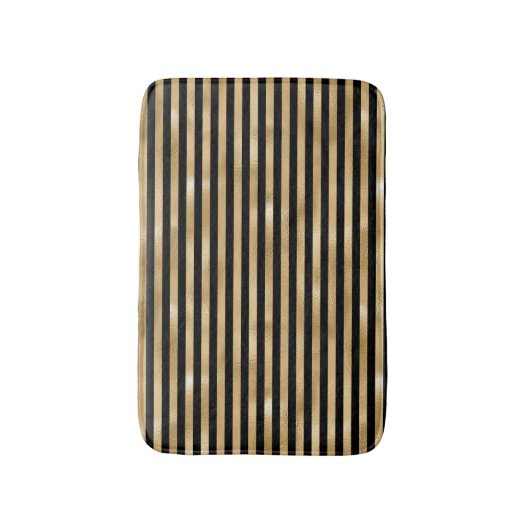 Black and Gold Striped Bath Mat (Voorkant Verticaal)