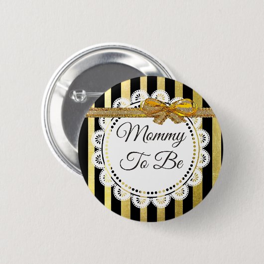 Black and Gold Striped mammie om Button te worden (Voorkant /achterkant)
