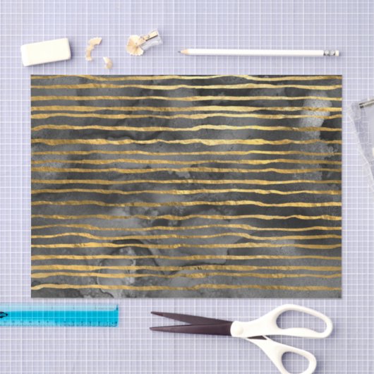 Black and Gold Striped Patroon Tissuepapier (Craft)