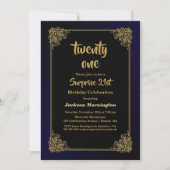 Black and Gold Surprise 21ste verjaardag Kaart (Voorkant)