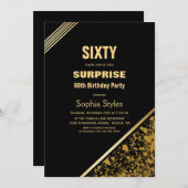 Black and Gold Surprise 60e verjaardag Kaart (Voorkant / Achterkant)