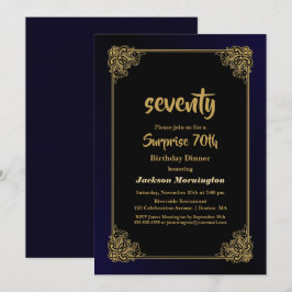 Black and Gold Surprise (70e geboortedag) Kaart