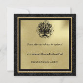 Black and Gold Swirl Love Tree Wedding Save The Date (Achterkant)
