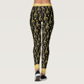 Black and Gold Treble Clef Musical Leggings (Achterkant)
