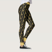 Black and Gold Treble Clef Musical Leggings (Rechts)