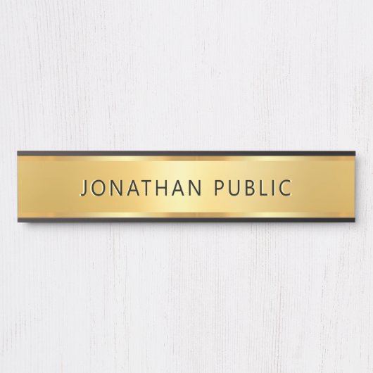 Black And Gold Trendy Elegant Modern Template Deurbordje (Voorkant)