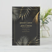 Black and Gold Tropical Bachelorette Weekend Kaart (Staand voorkant)