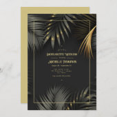 Black and Gold Tropical Bachelorette Weekend Kaart (Voorkant / Achterkant)