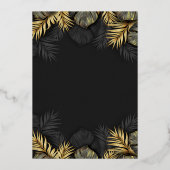 Black and Gold Tropical Destination Wedding Invit Folie Uitnodiging (Achterkant)