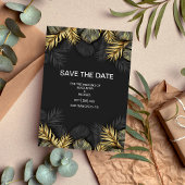 Black and Gold Tropical Destination Wedding Save Save The Date