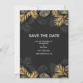Black and Gold Tropical Destination Wedding Save Save The Date (Voorkant)