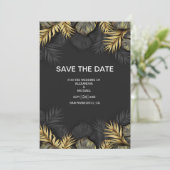Black and Gold Tropical Destination Wedding Save The Date (Staand voorkant)