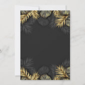 Black and Gold Tropical Destination Wedding Save The Date (Achterkant)