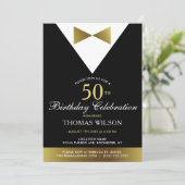 Black and Gold Tuxedo | 50e verjaardag van uitnodi Kaart (Staand voorkant)
